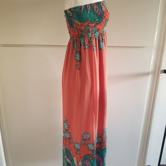 One Clothing Orange&Teal tube Maxi dress. Sz. S - Picture 3 of 5